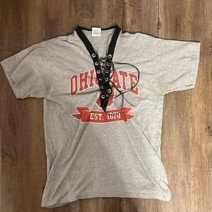 Gray Ohio State Lace-Up T-Shirt